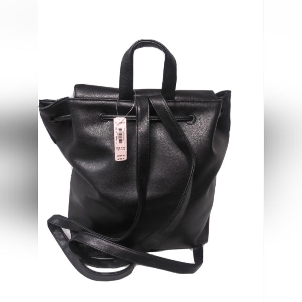 Victoria Secret Backpack Bag Black Faux Leather Purse Retail $85 - Picture 3 of 6